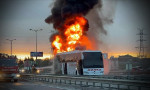 Ümraniye’de iki yolcu otobüsü yandı!