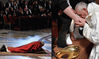 Papa önce ayak öptü sonra yere yattı