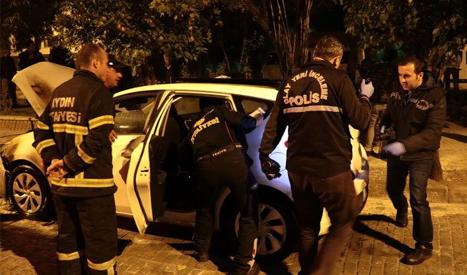 Aydın'da polisin otomobili kundaklandı