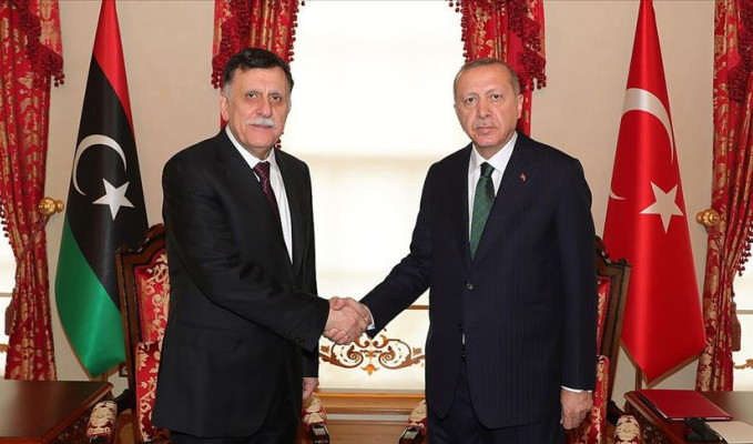 Erdoğan Libya UMH Başkanı Serrac'ı kabul etti
