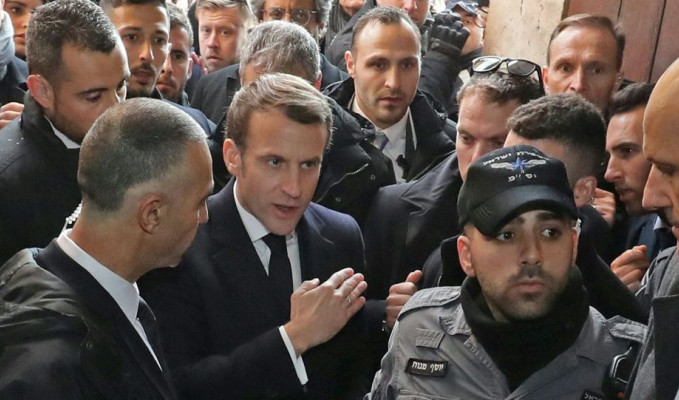 Macron Doğu Kudüs'te İsrail polisiyle tartıştı