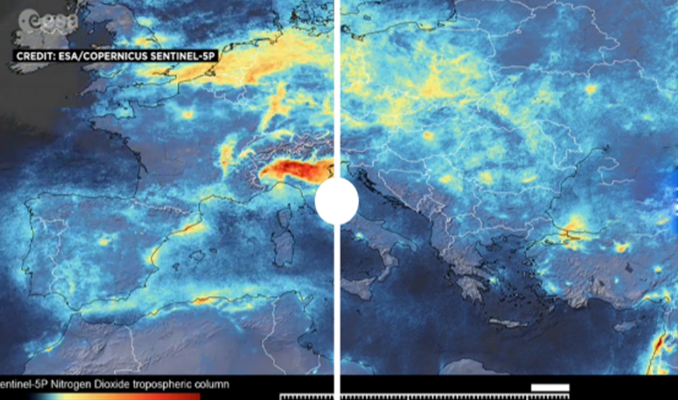 Uydu görüntüleri İtalya'da hava kirliliğinin azaldığını gösteriyor
