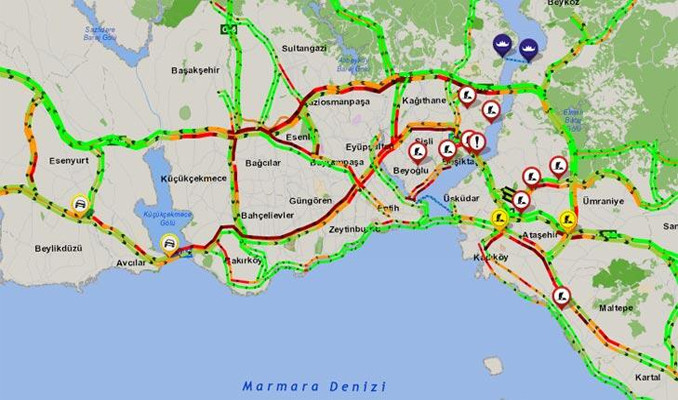 İstanbul'da trafik yoğunluğu yüzde 53'e ulaştı