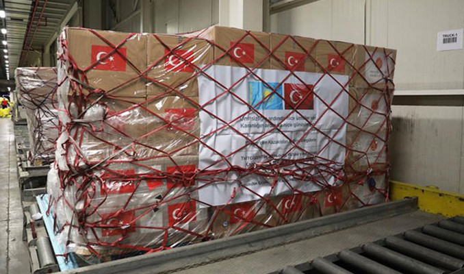 Tıbbi yardım malzemeleri Kazakistan'a gönderildi