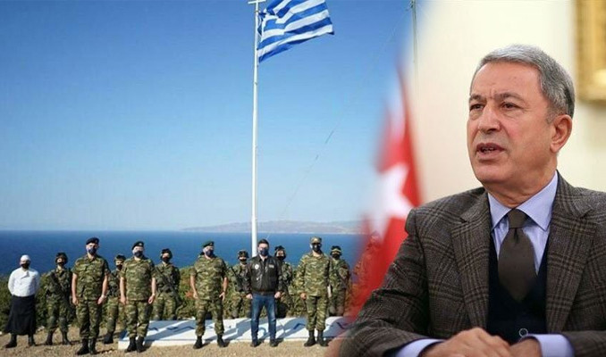 Bakan Akar'dan Yunanistan'ın skandal pozuna tepki