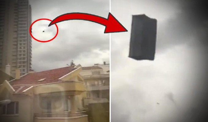 Ankara'da fırtına: Uçan koltuk başka bir evin önüne düştü!