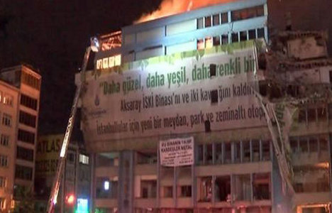 Aksaray'daki İSKİ binasında yangın